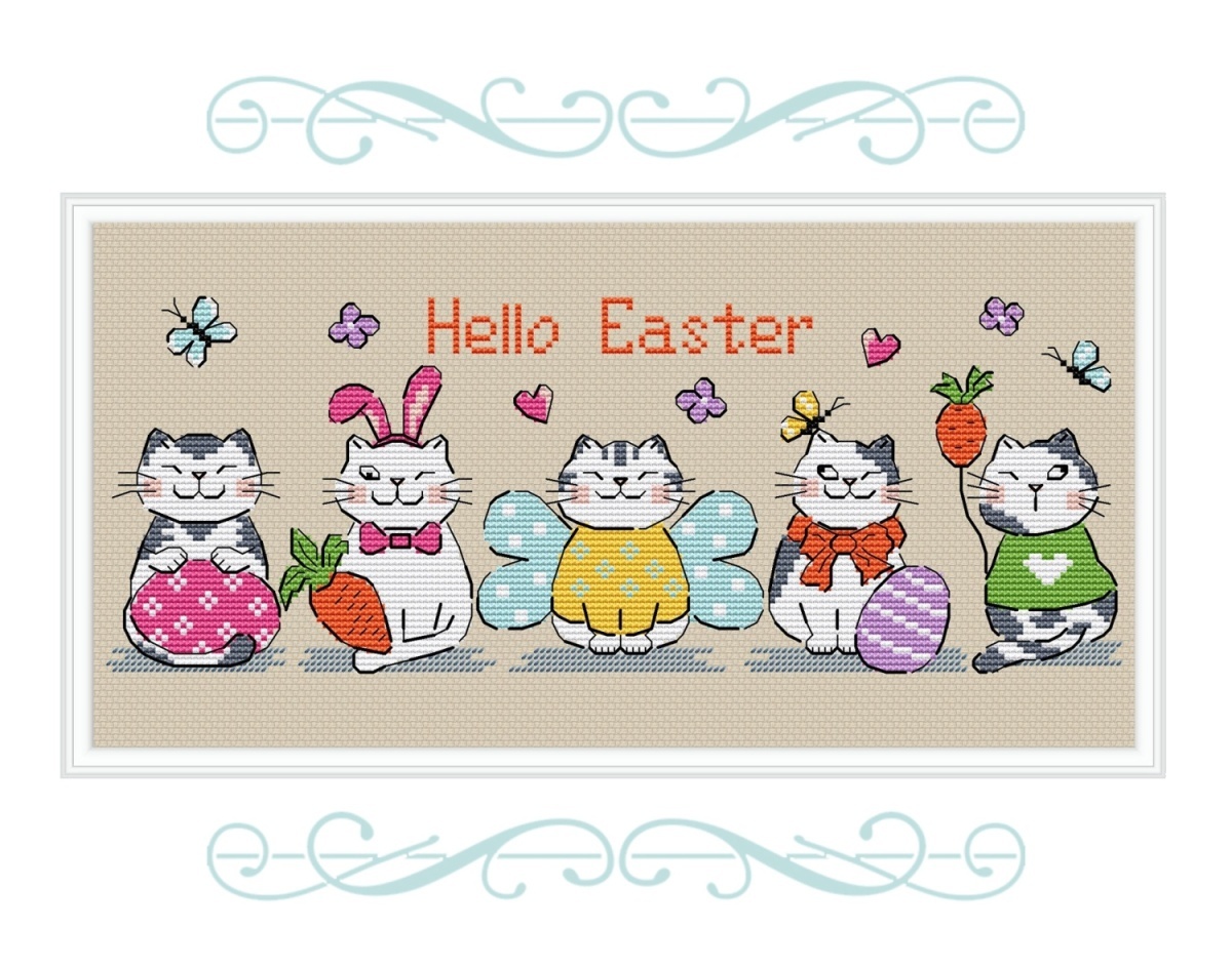 Easter Cats Cross Stitch Pattern фото 1