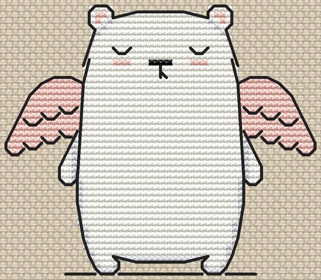 Bear Angel Cross Stitch Pattern фото 2