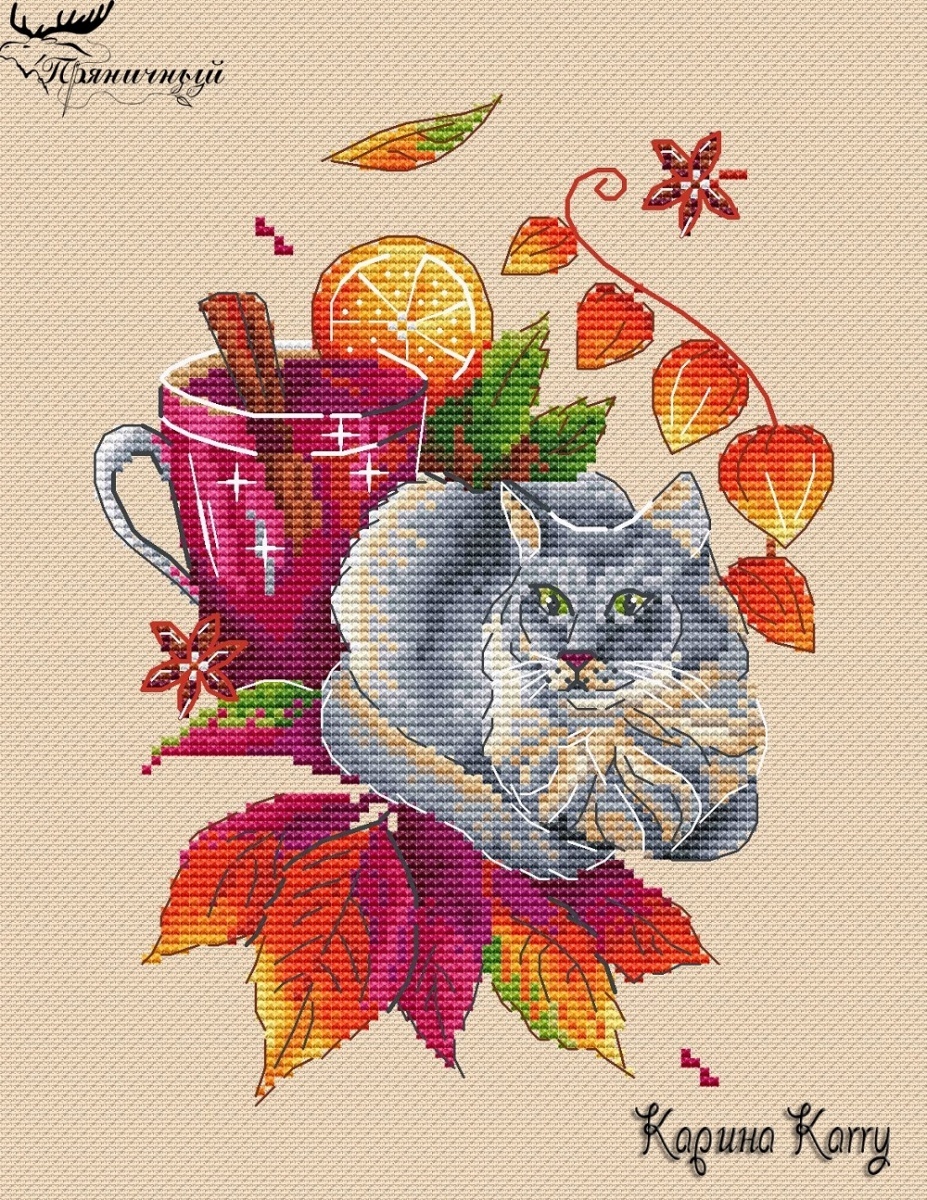 The Physalis and Mulled Wine Cross Stitch Pattern фото 1
