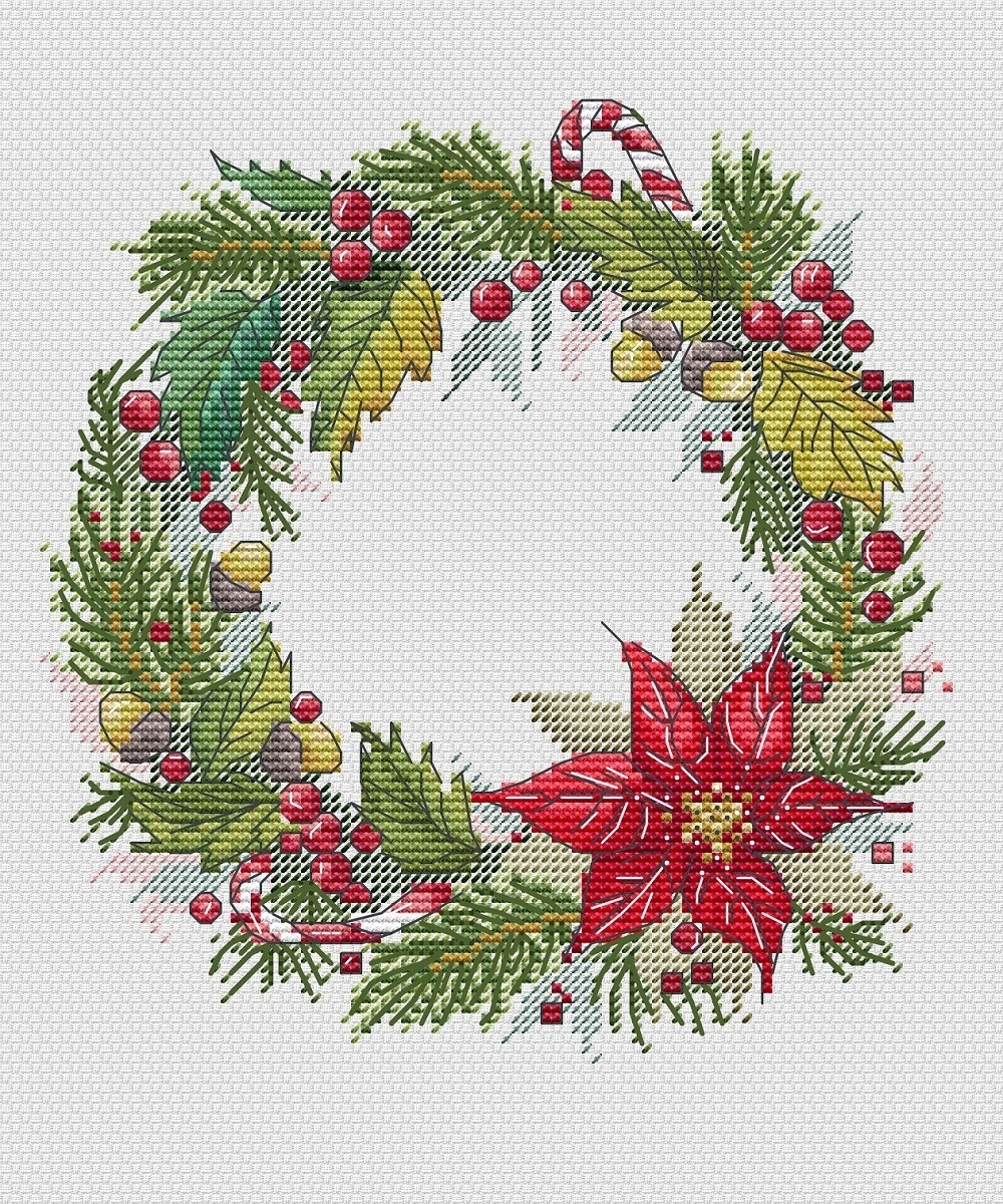 A Christmas Wreath Cross Stitch Pattern фото 1