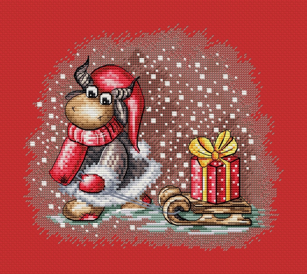 Bull with a Sled Cross Stitch Pattern фото 5