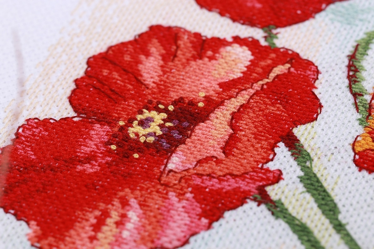 Watercolour Poppies Cross Stitch Kit фото 4