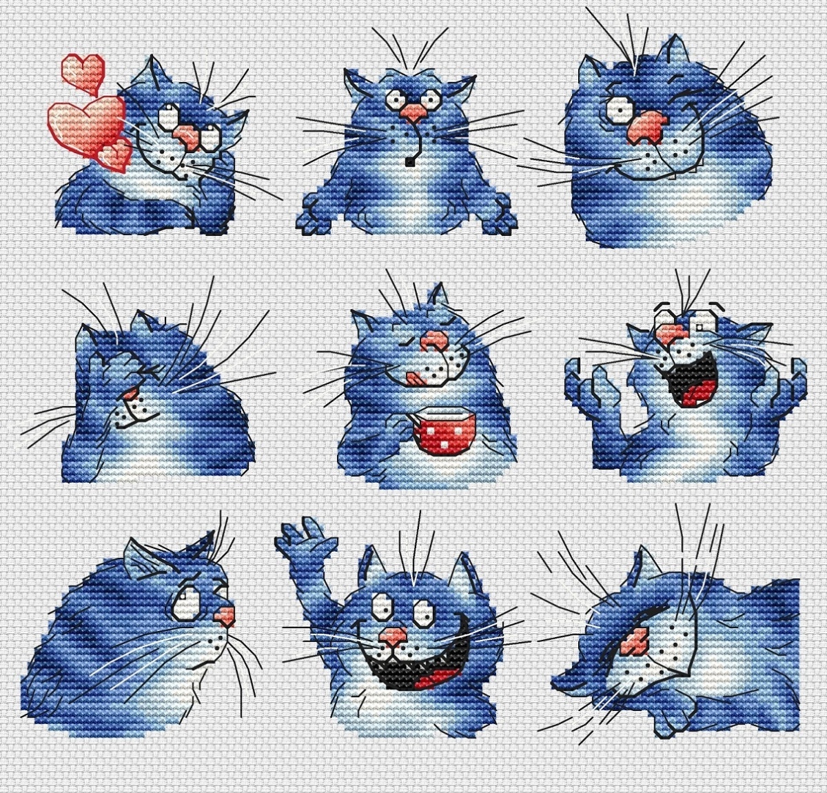 Emotions of a Cat Cross Stitch Pattern фото 1