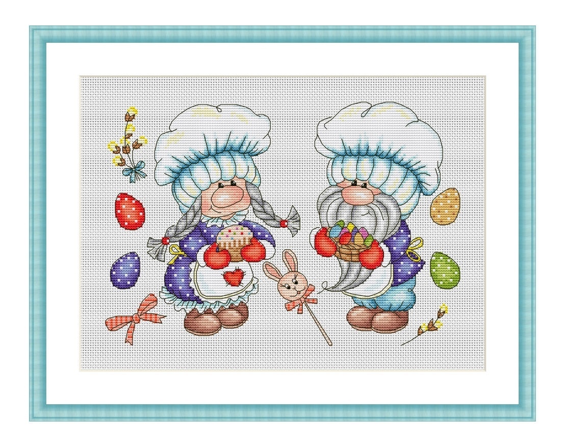 Easter Gnomes Cross Stitch Chart фото 1