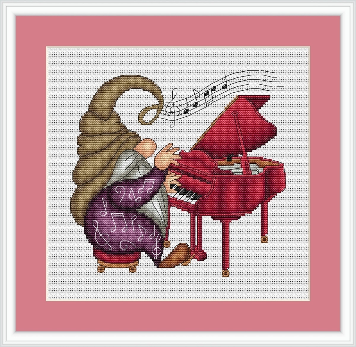 Pianist Gnome Cross Stitch Pattern фото 1