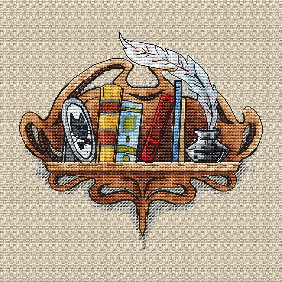 Bookshelf. Feather Cross Stitch Pattern фото 1