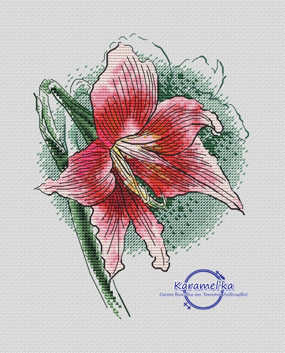 Amaryllis Flower Cross Stitch Chart фото 1