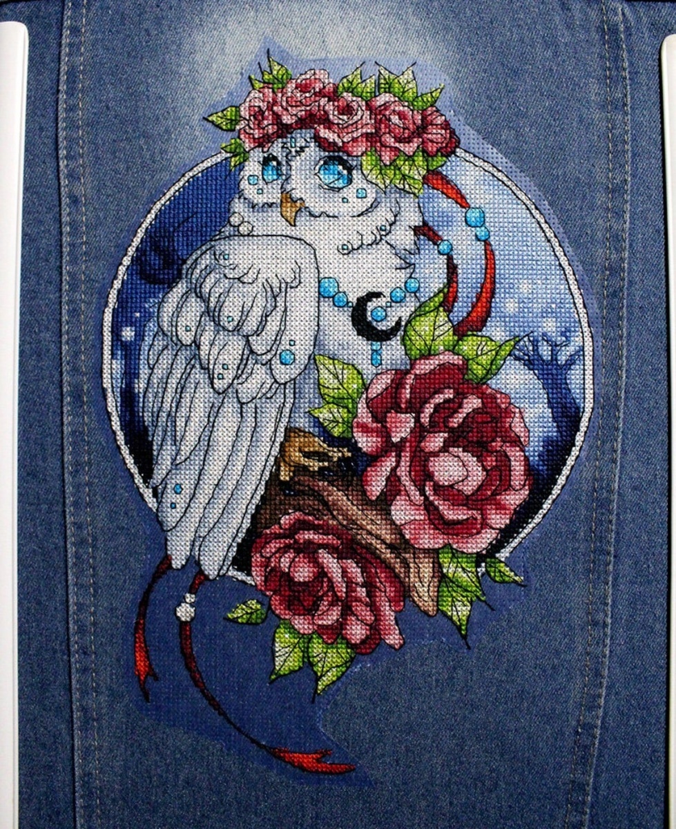 Owl with Roses Cross Stitch Pattern фото 3