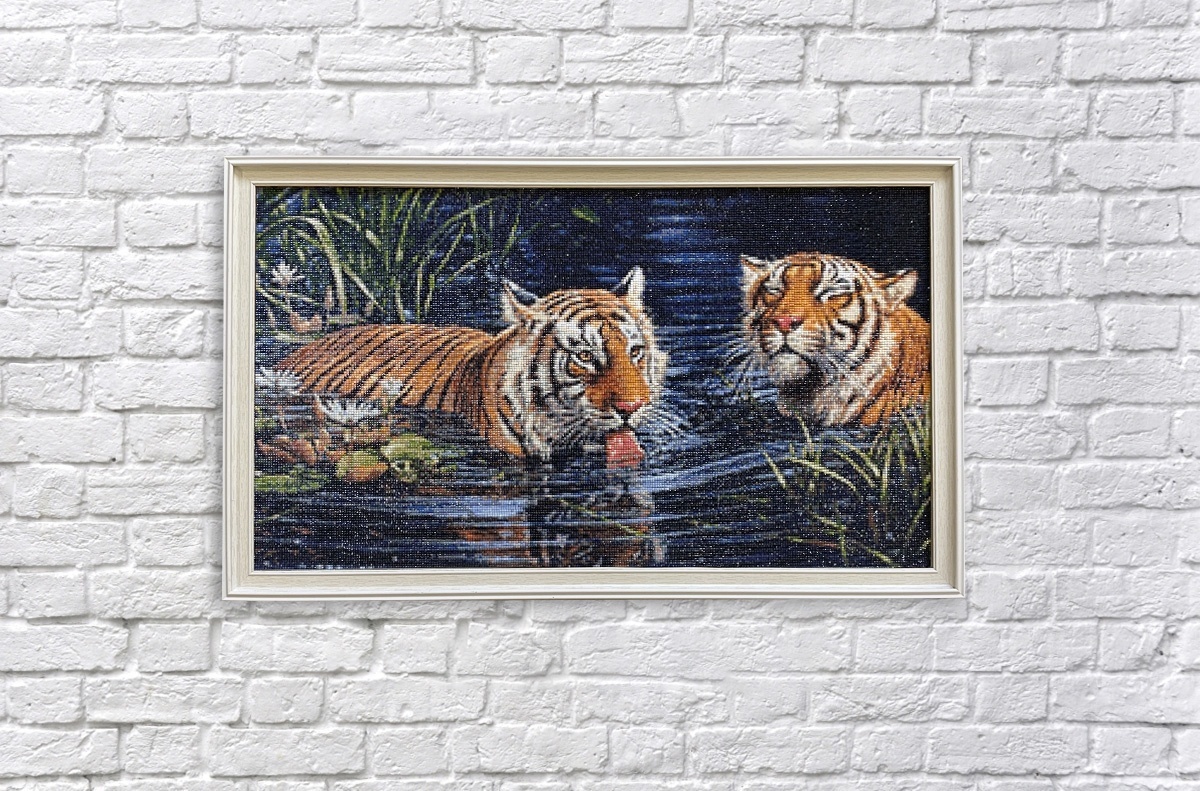 Tigers in the Water Diamond Painting Kit фото 3