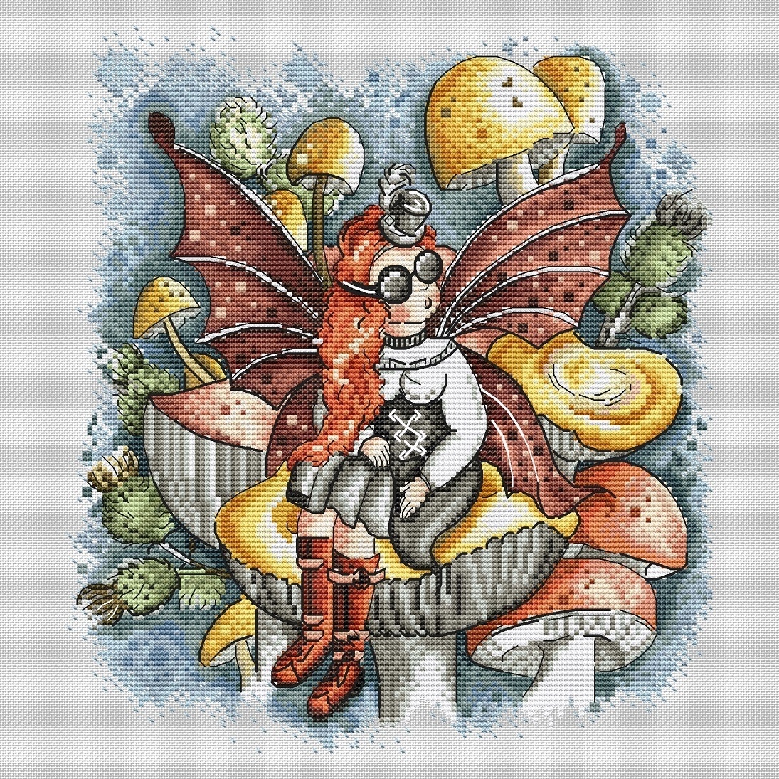 Mushroom Fairy Steampunk Cross Stitch Pattern фото 1