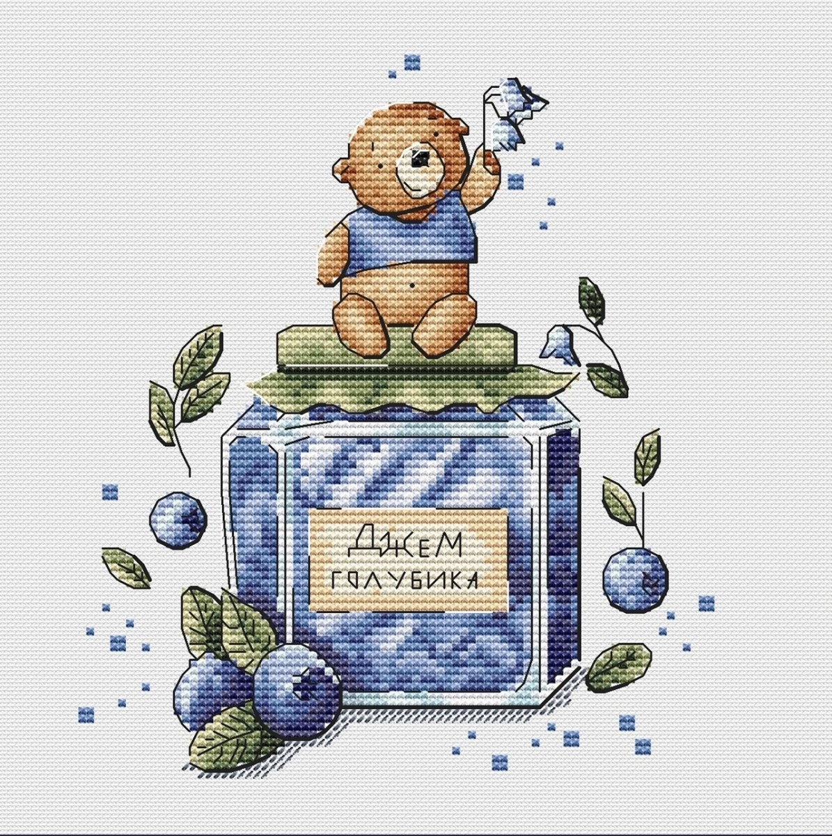 Blueberry Bears Cross Stitch Pattern фото 1