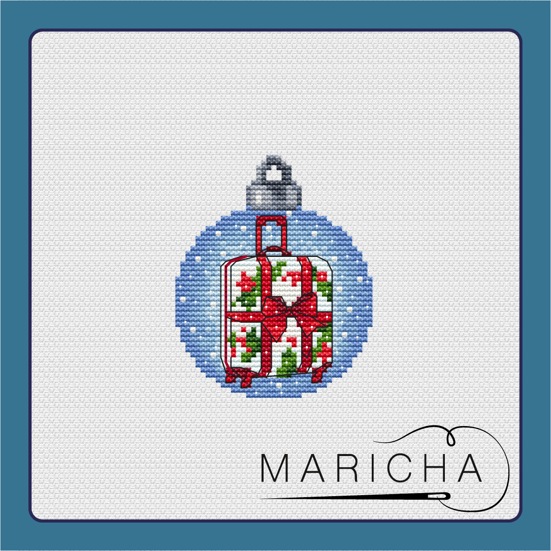 Suitcase Christmas Ball Cross Stitch Pattern фото 1