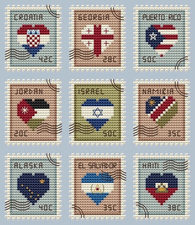 Postage Stamps 7 Cross Stitch Pattern фото 1