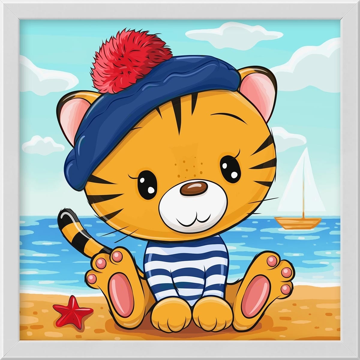 Tiger Cub on the Sea Diamond Painting Kit фото 1