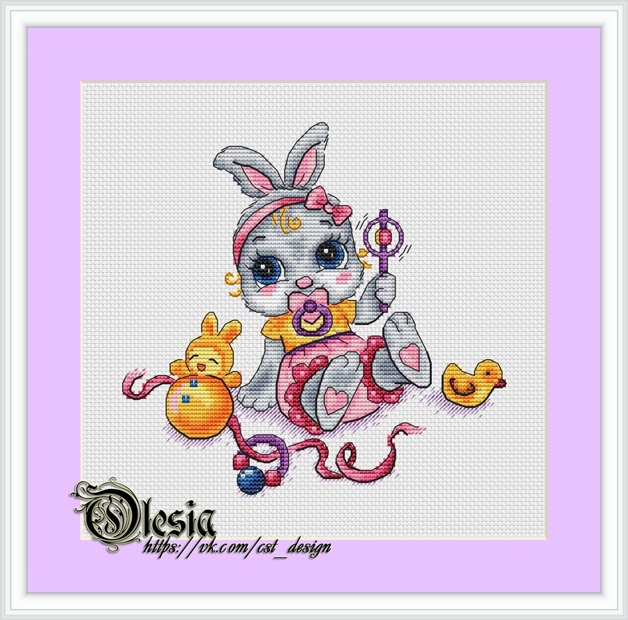 Baby Girl Bunny Cross Stitch Pattern фото 1