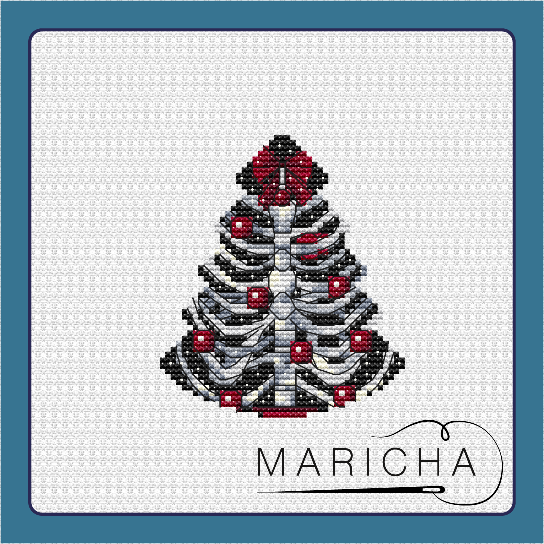Skeleton Christmas Tree Cross Stitch Pattern фото 1