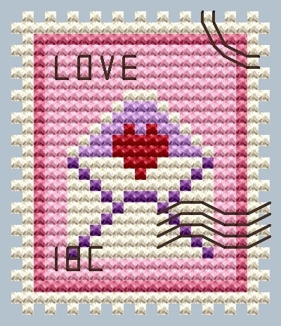 Love Letter Postage Stamp Cross Stitch Pattern фото 1