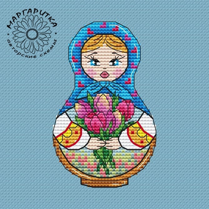Matryoshka Spring Cross Stitch Pattern фото 1