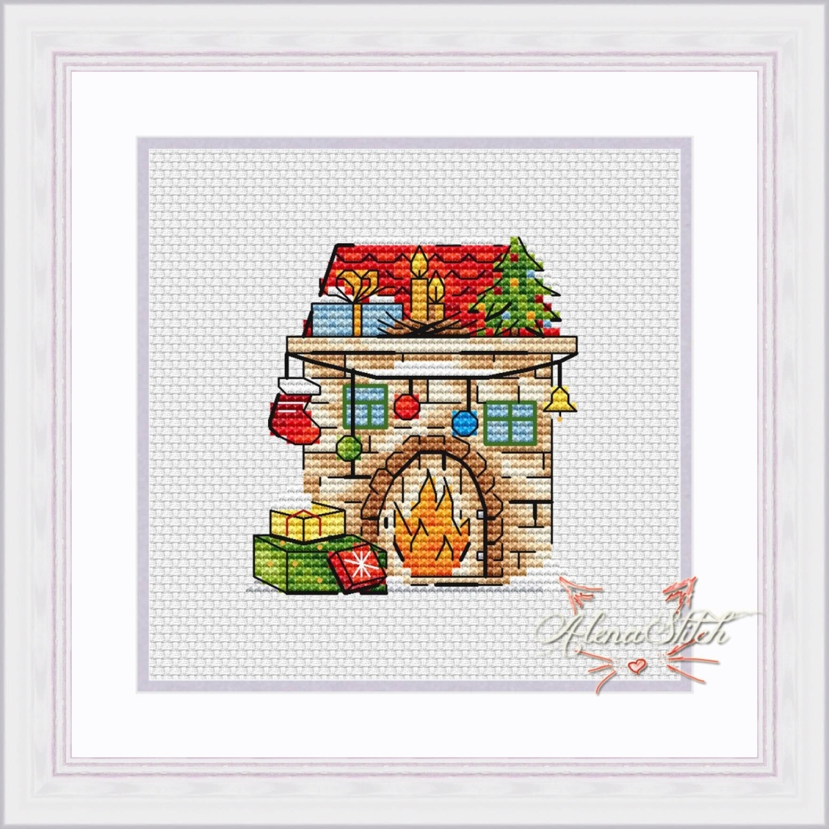 Fireplace Cross Stitch Pattern фото 1