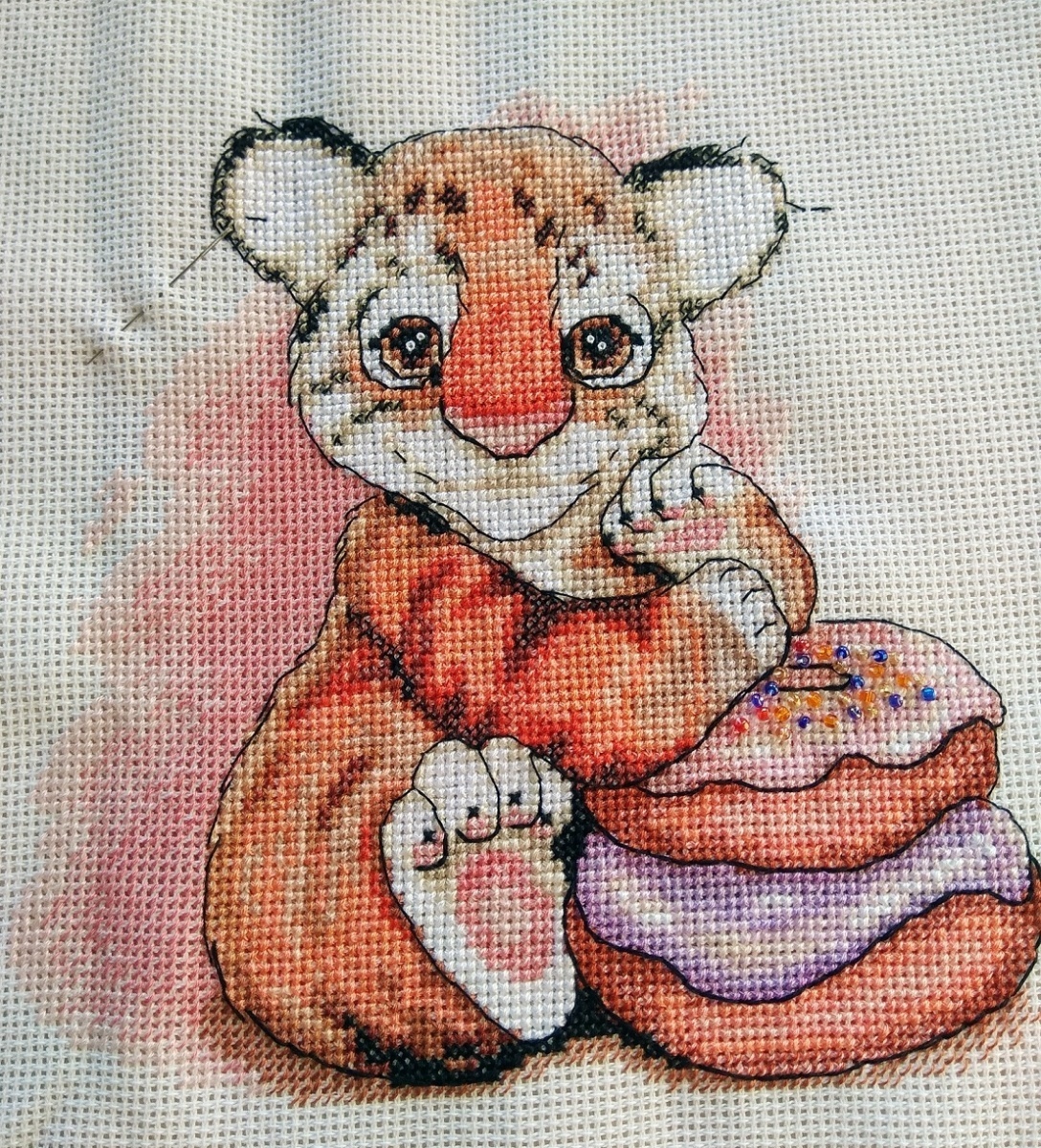 Tiger Cub with Donuts Cross Stitch Pattern фото 4
