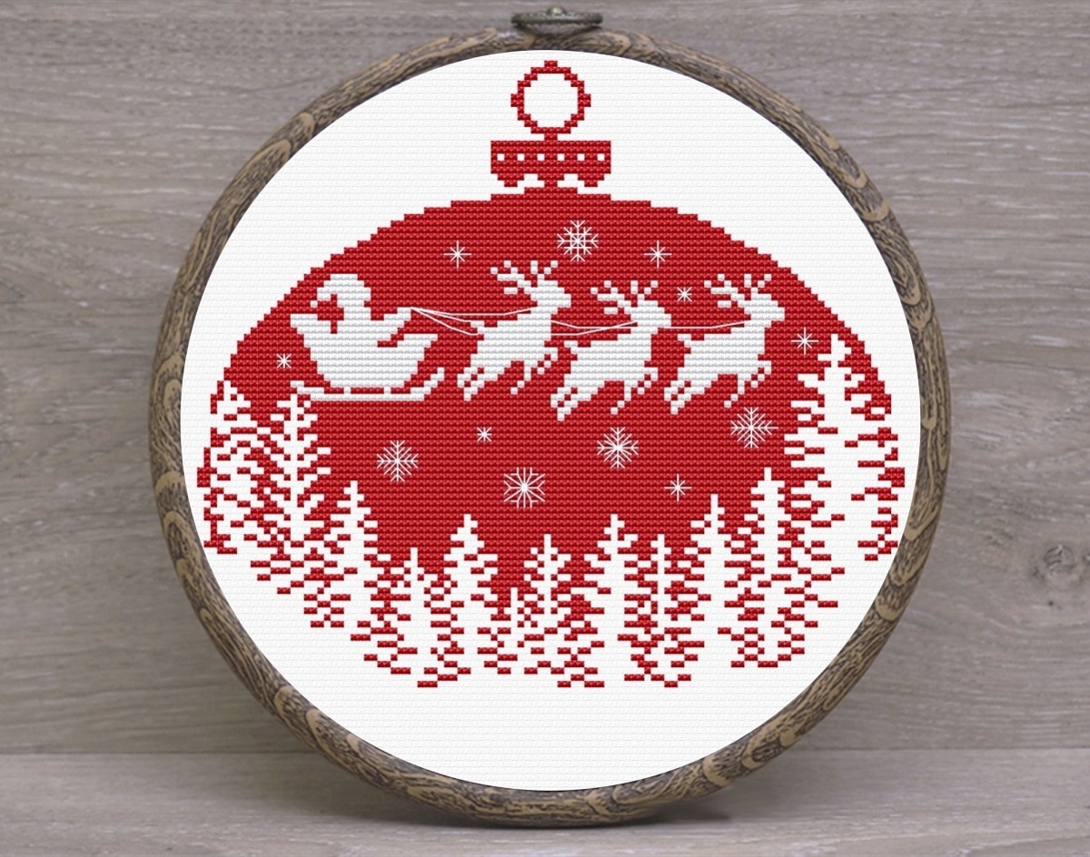 Santa Sleigh Cross Stitch Pattern фото 1