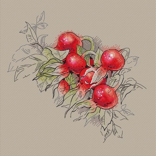 Rosehip Berries Cross Stitch Chart фото 3