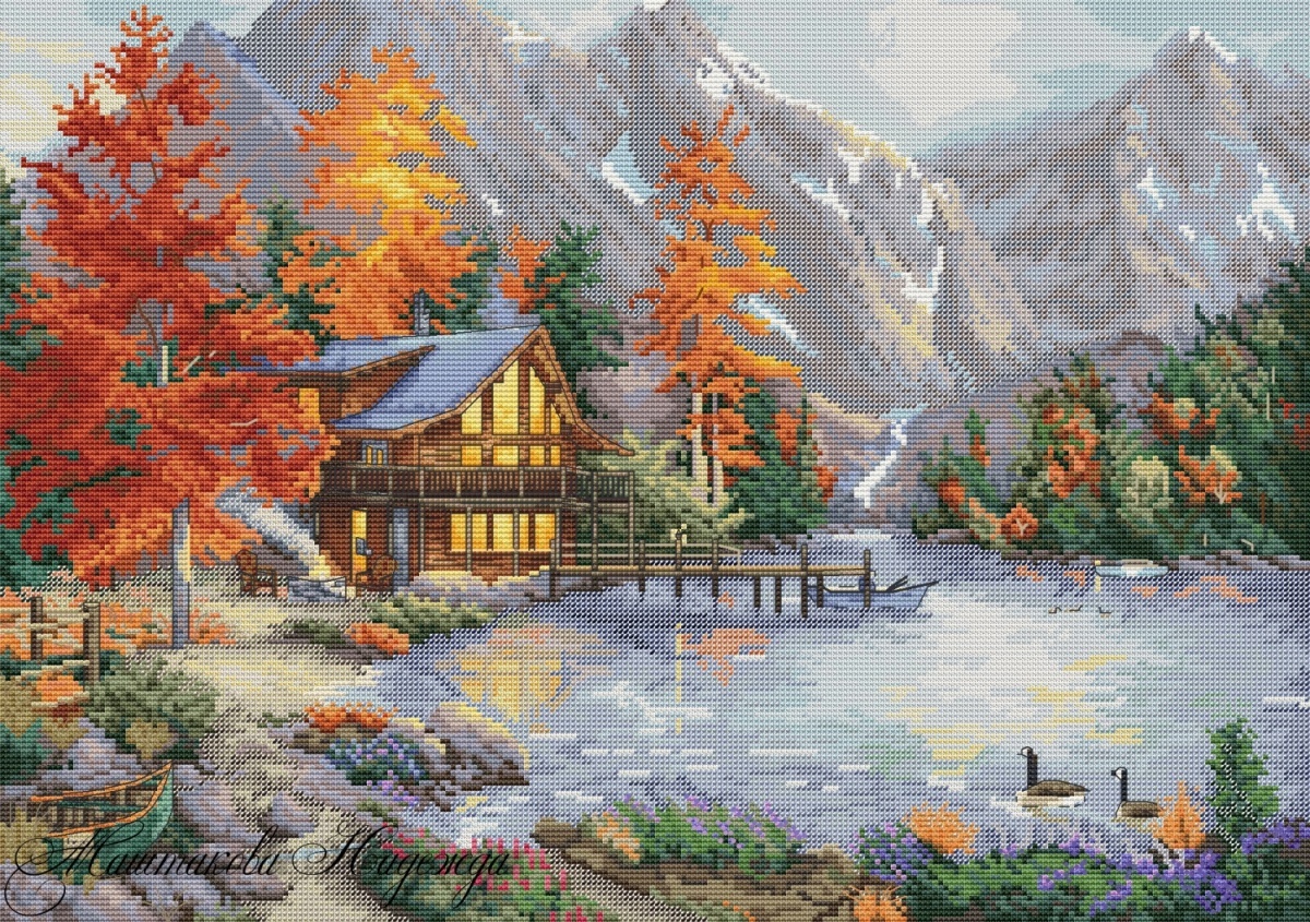 House in the Mountains Cross Stitch Pattern фото 1