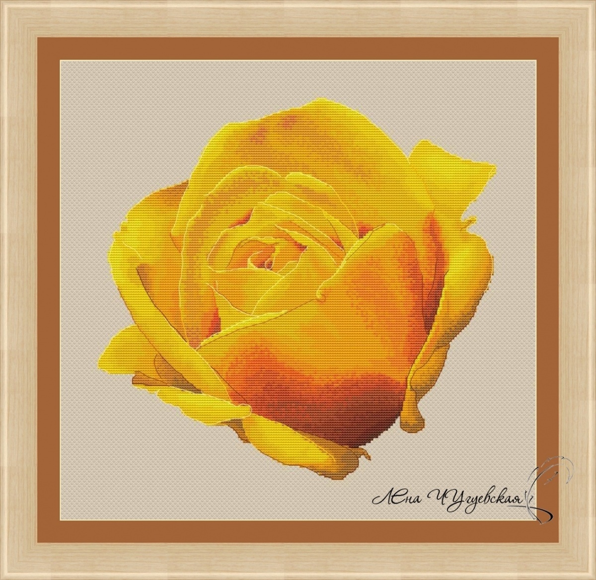 Yellow Rose Cross Stitch Pattern фото 1