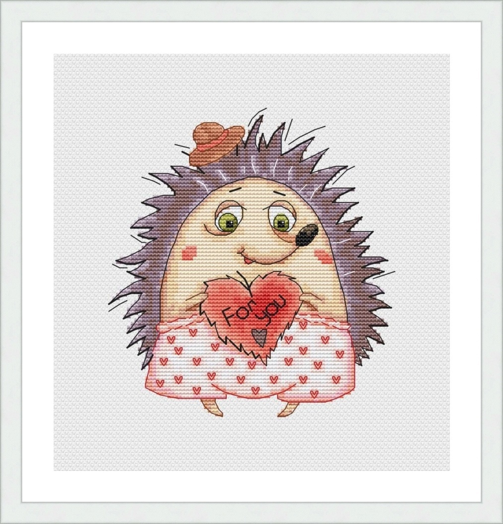 Hedgehog Valentine Cross Stitch Pattern фото 1