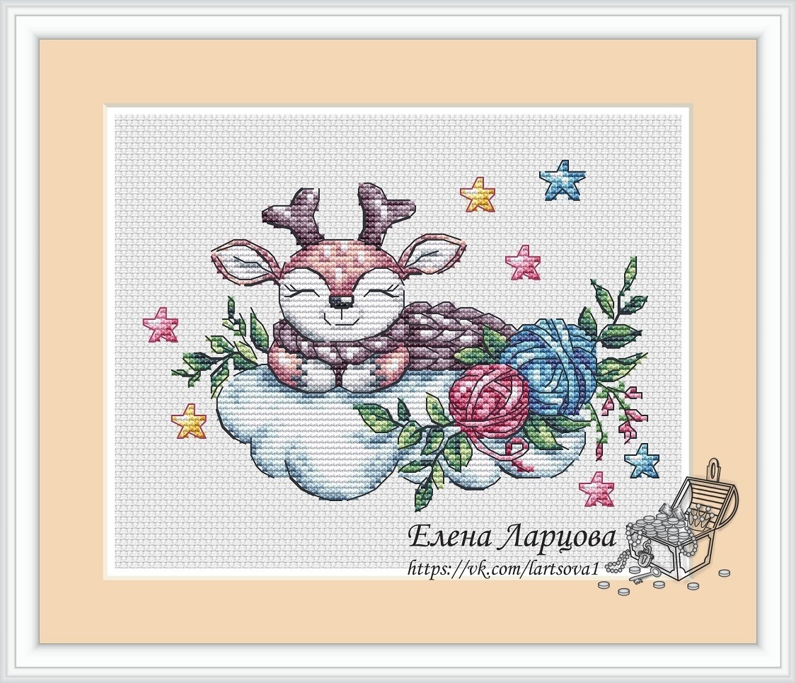 Knitted Deer Cross Stitch Pattern фото 1