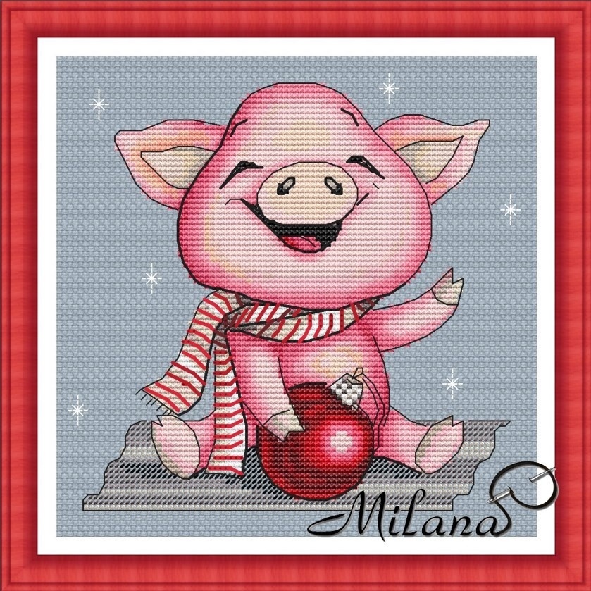 Christmas Piggy Cross Stitch Pattern фото 1