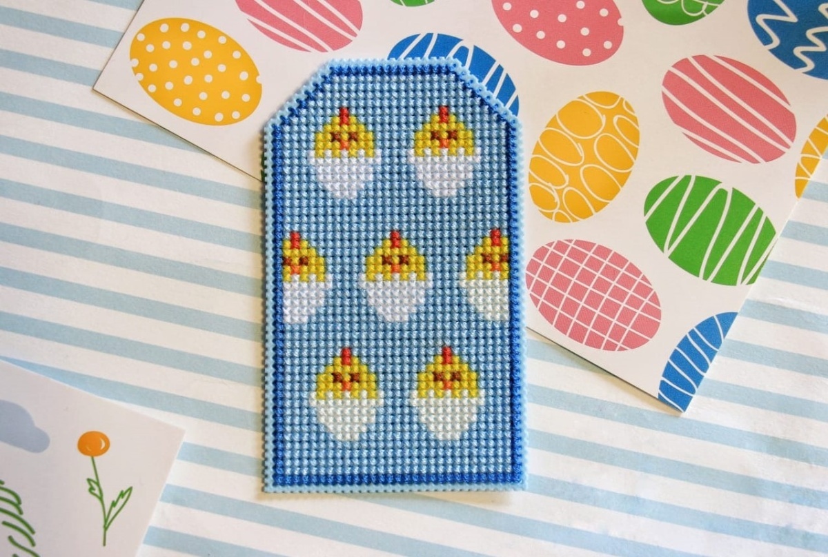 Easter Tag Chickens Cross Stitch Pattern фото 1