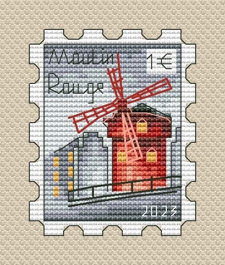 Moulin Rouge Postage Stamp Cross Stitch Pattern фото 1