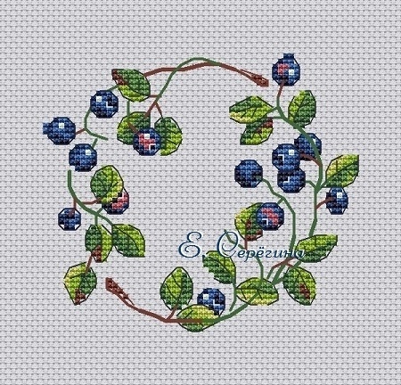 Blueberry Wreath Cross Stitch Pattern фото 4