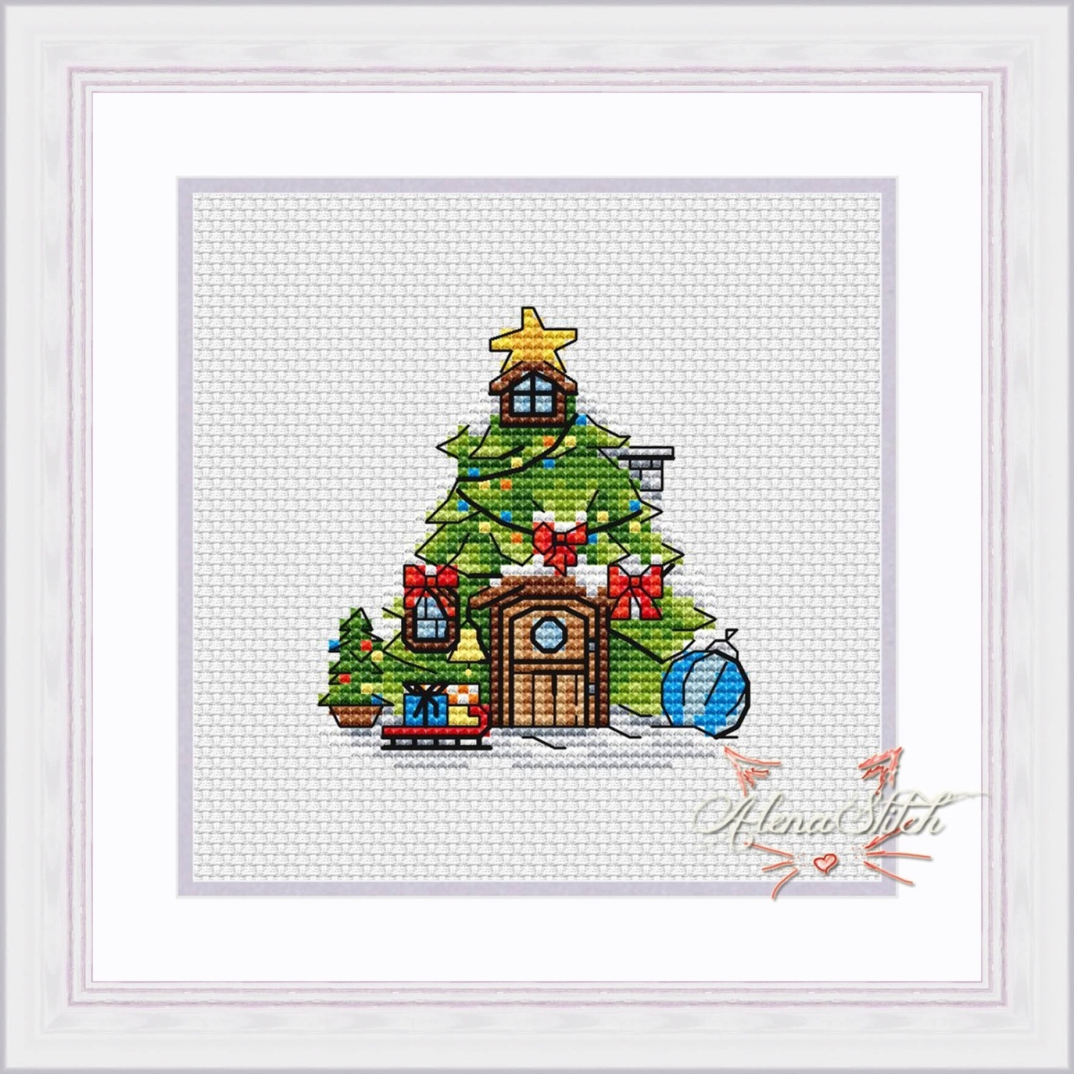 Christmas Tree House Cross Stitch Chart фото 1