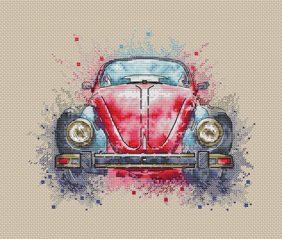 Watercolor Auto Cross Stitch Pattern фото 1