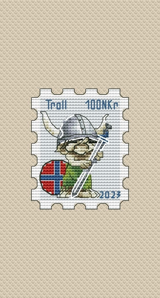 Troll Postage Stamp Cross Stitch Pattern фото 1