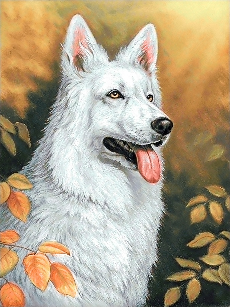 White Dog Diamond Painting Kit фото 1