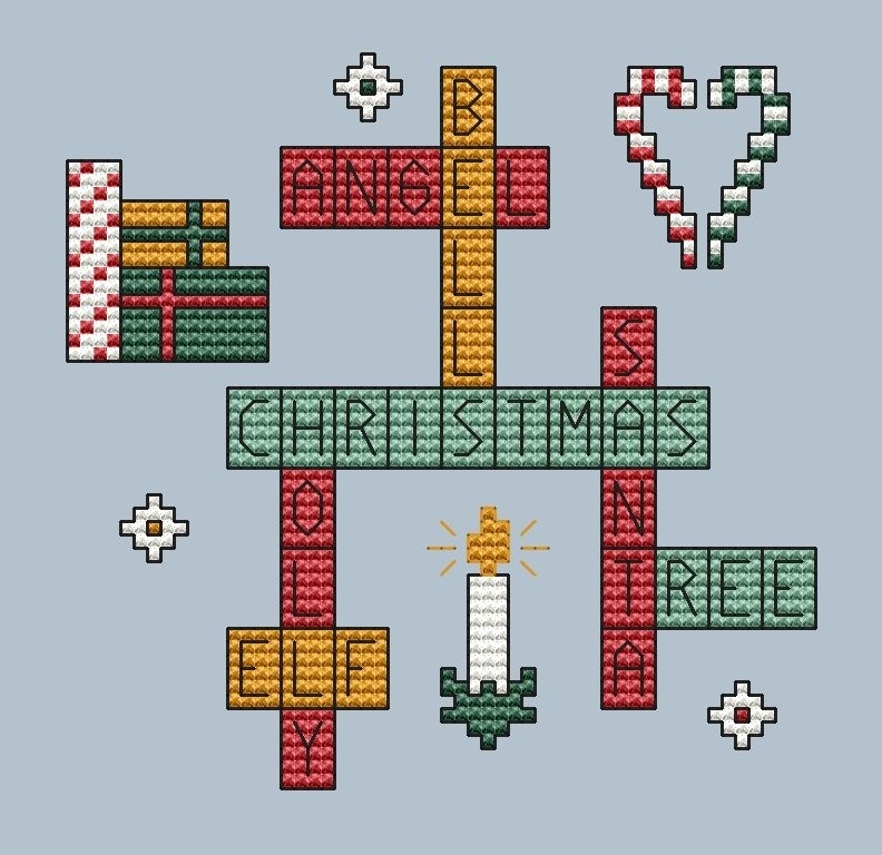 Christmas Crossword Cross Stitch Pattern фото 1