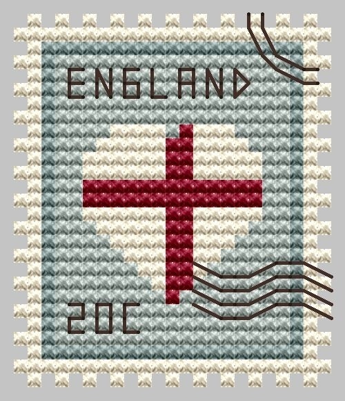 England Postage Stamp Cross Stitch Pattern фото 1