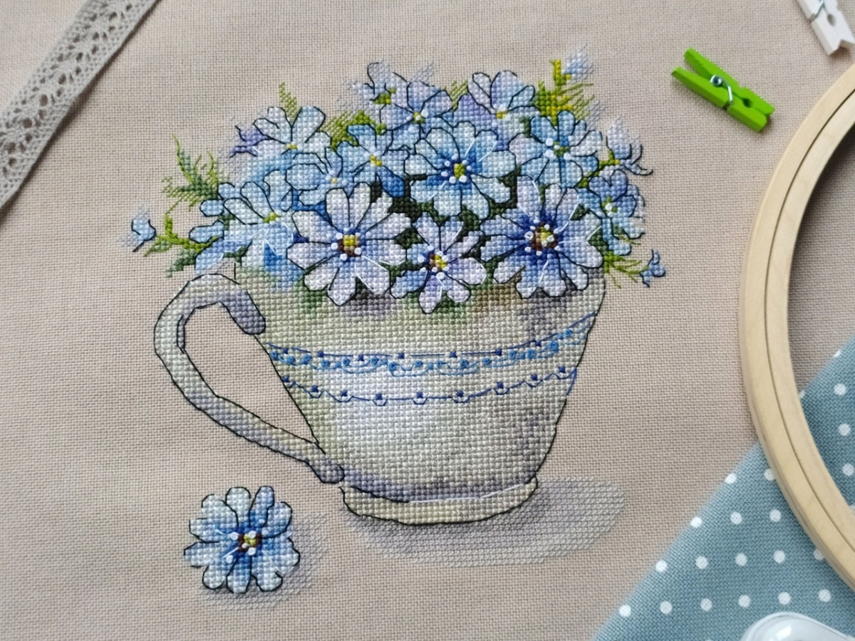 Cup with Flowers Cross Stitch Pattern фото 4