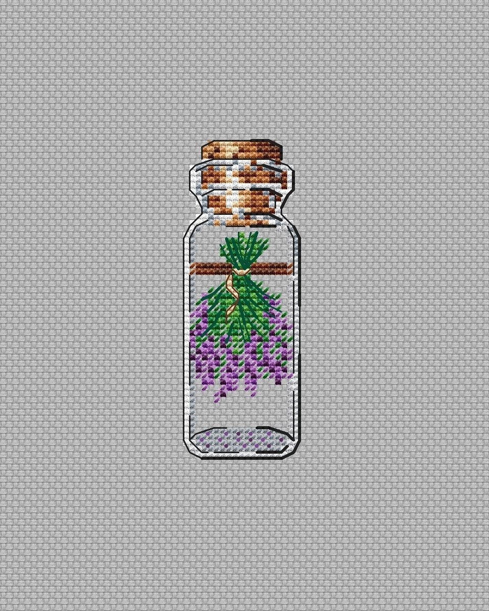 Bottles. Lavender Cross Stitch Pattern фото 1