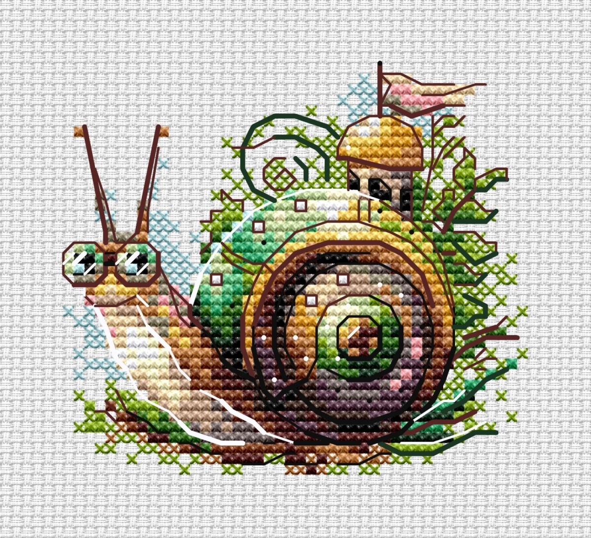 Merry Snail Cross Stitch Pattern фото 1
