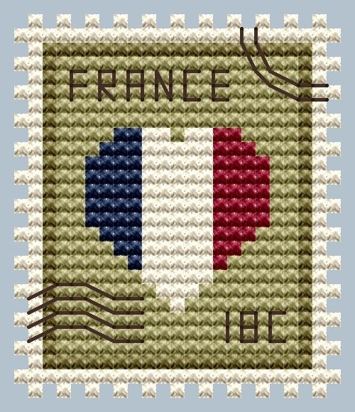 France Postage Stamp Cross Stitch Pattern фото 1