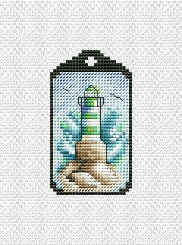 Green Lighthouse Keychain Cross Stitch Pattern фото 1