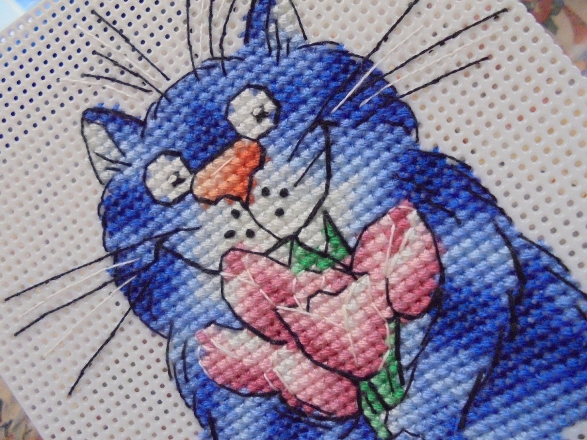 Cat with Flowers Cross Stitch Pattern фото 6