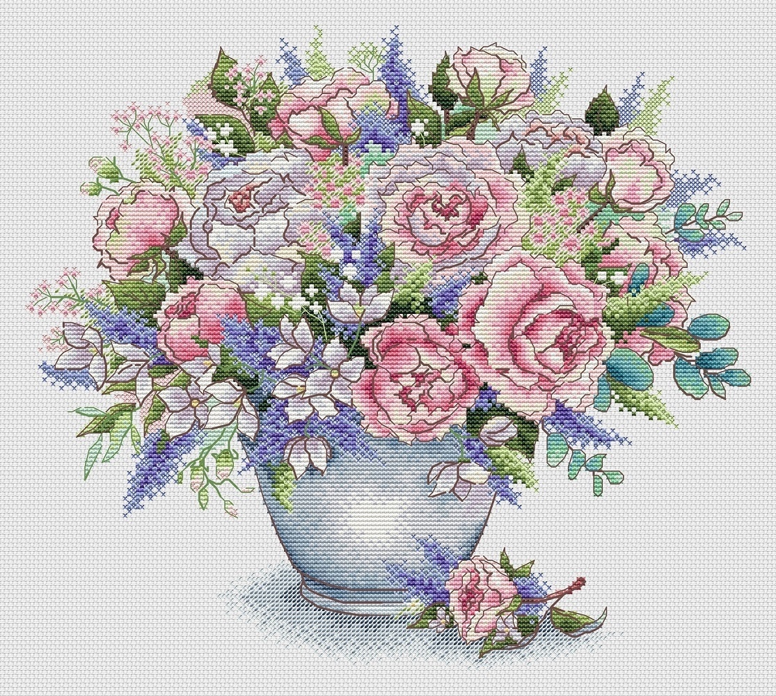 Pink Bouquet Cross Stitch Pattern фото 1