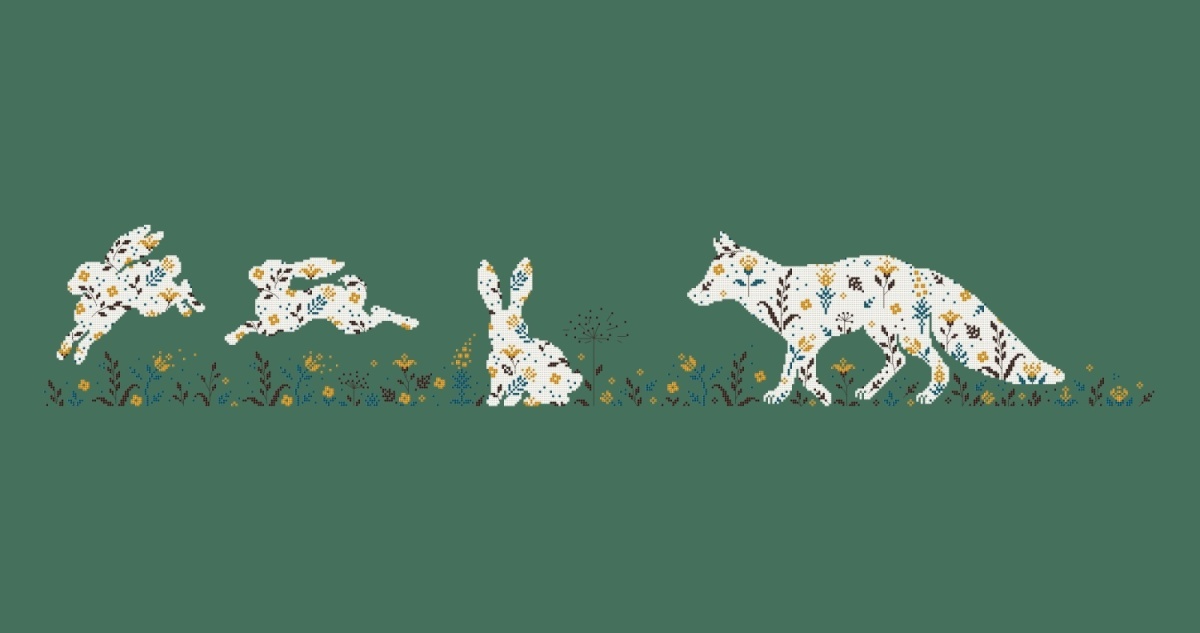 Spring is on the Doorstep. Fox and Rabbits 2 Cross Stitch Pattern фото 3