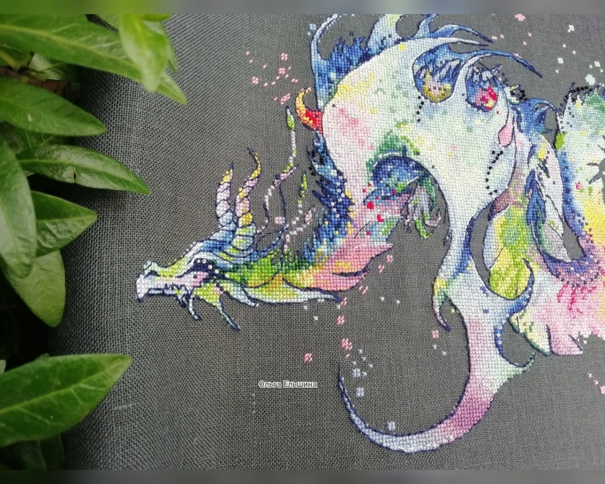 Watercolor Dragon Cross Stitch Pattern фото 3