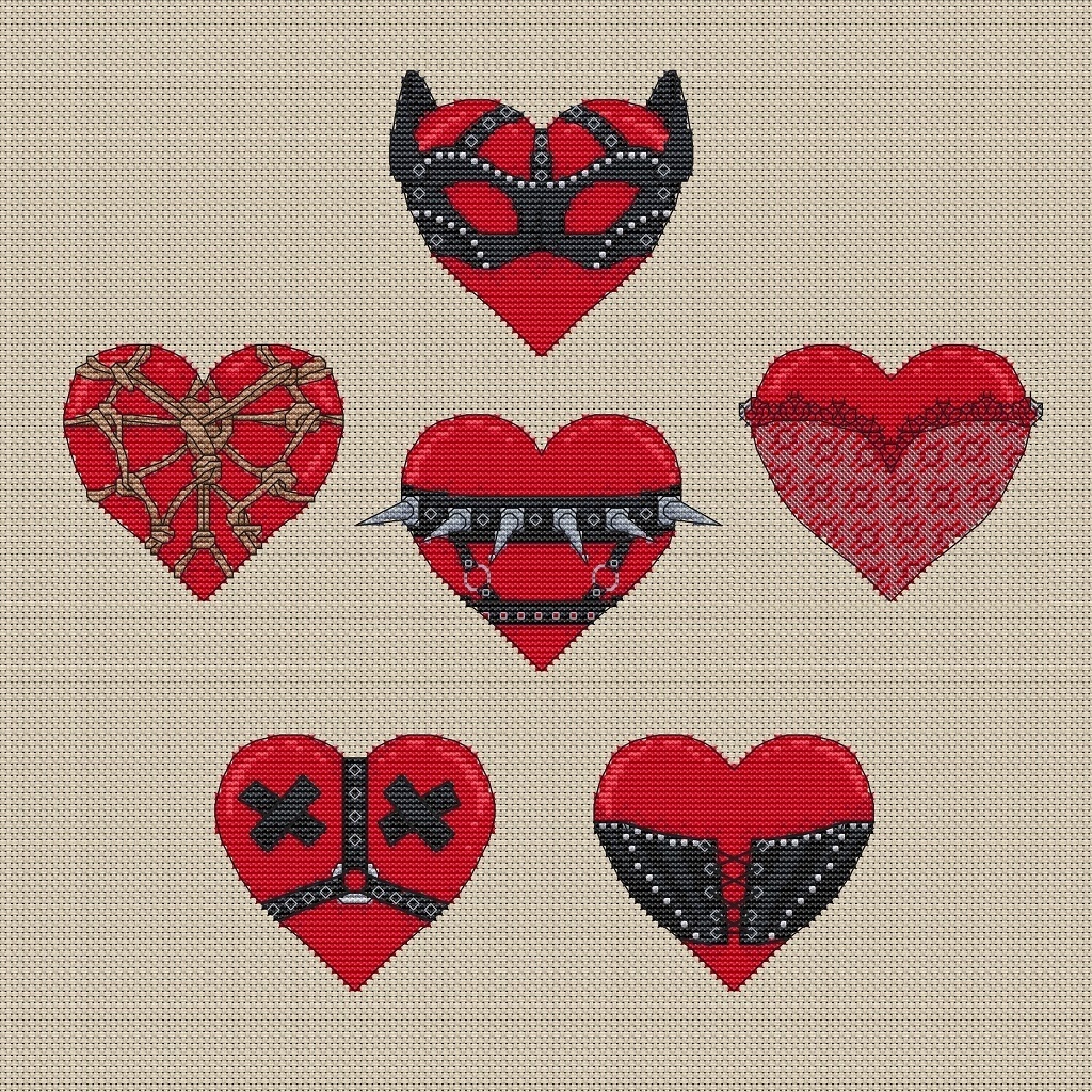 Hot Hearts Cross Stitch Pattern фото 1